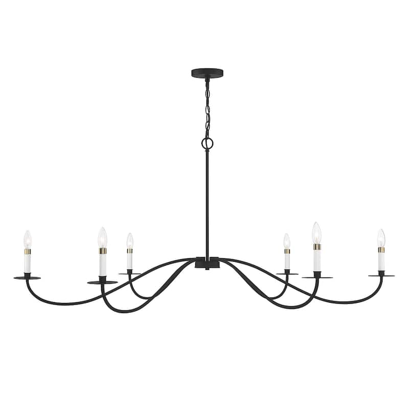 Meridian M100105 6 Light 60" Wide Taper Candle Chandelier - Matte Black
