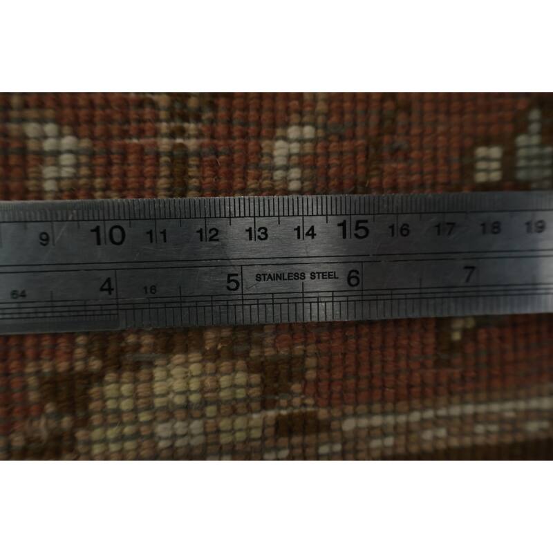 Hand Knotted Oriental 100% Wool Carpet Traditional All-Over Brown Ziegler Area Rug - 3' 9'' X 1' 11''