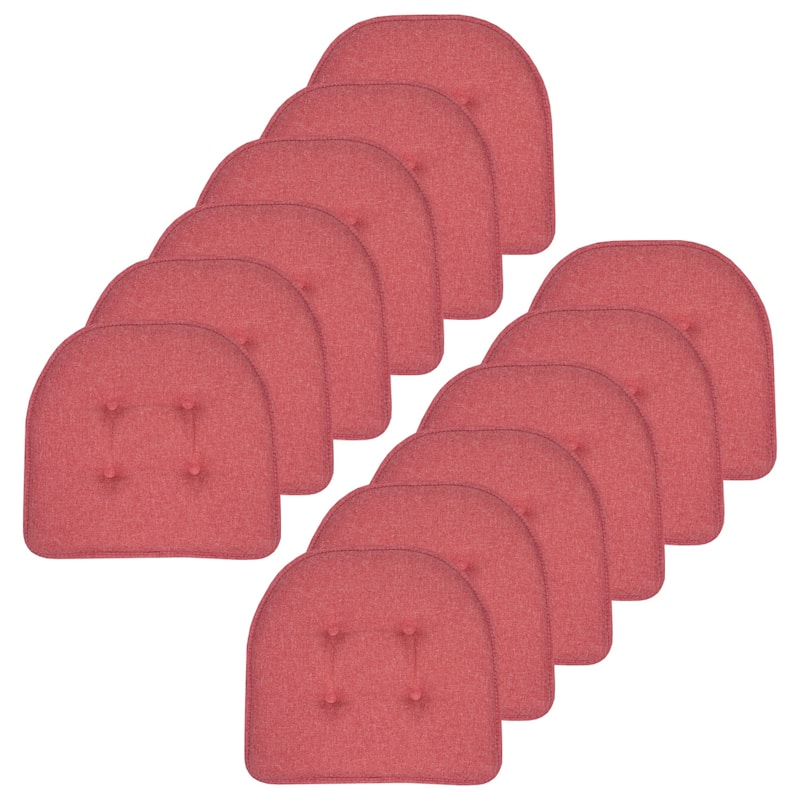 Sweet Home Collection Solid Color U-Shaped Memory Foam Chair Cushions - 16"x17" - Set of 12 - Peach
