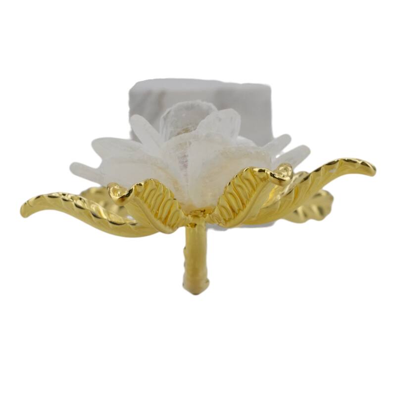 Luxury Floral Decorative Sculpture with Gold Accents and Marble Base