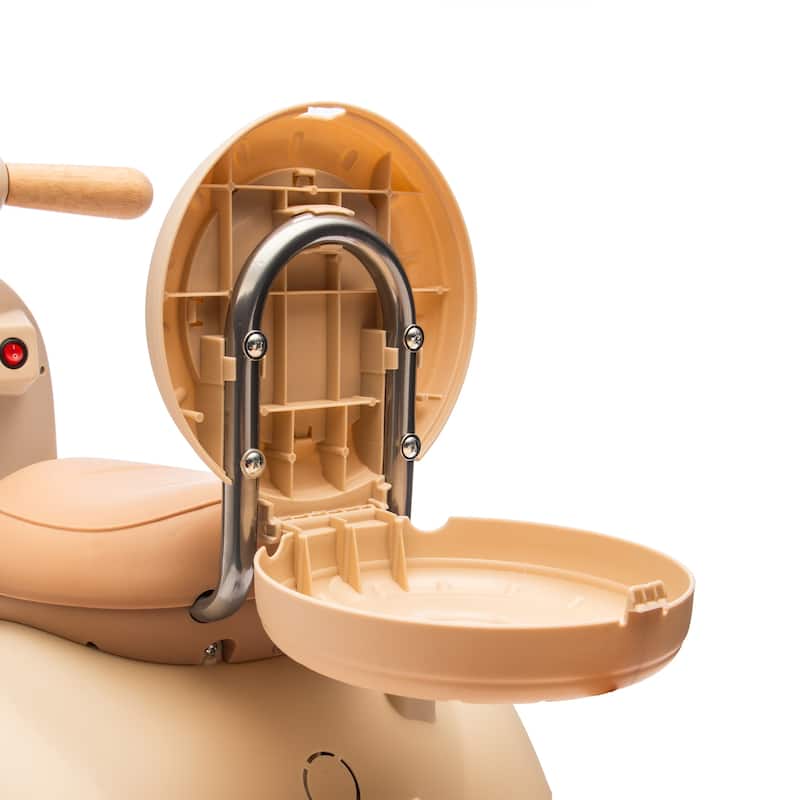 Beige 3-Wheel Scooter Ride-On Scooter with Parent Remote Control, Battery Powered Electric Car with Bluetooth Music