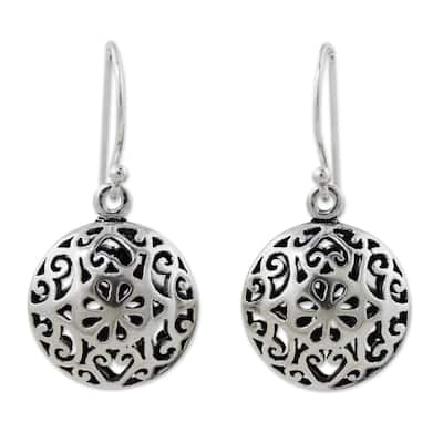 Novica Handmade Medallion Sterling Silver Dangle Earrings