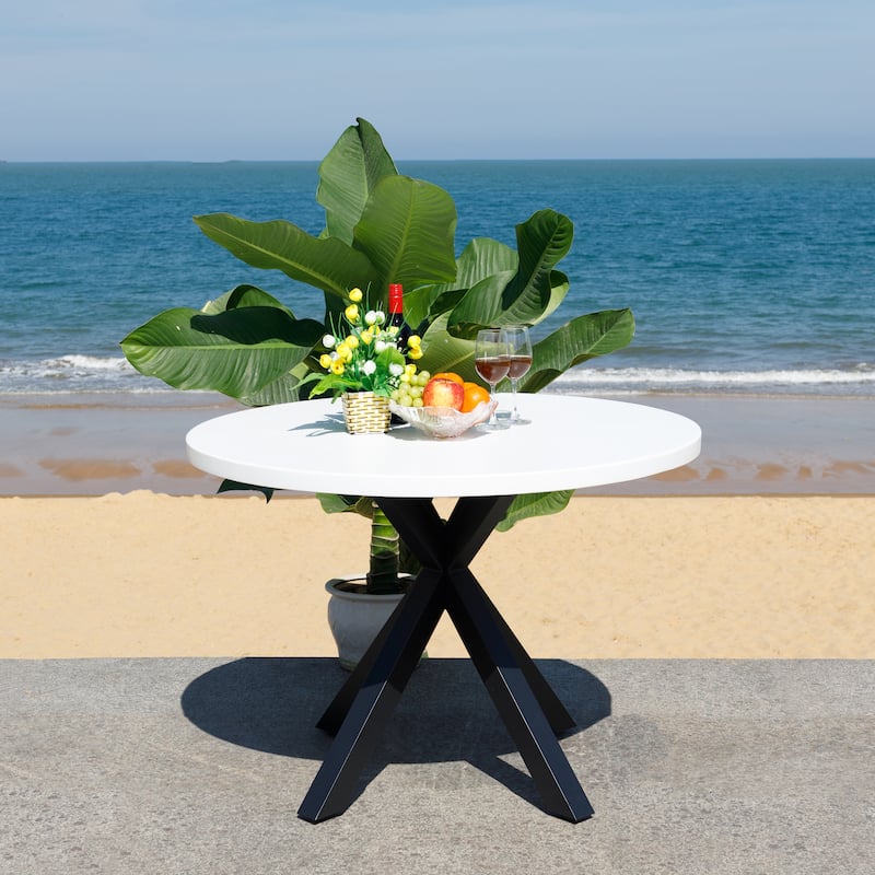 SAFAVIEH Outdoor Patio Furniture Saxon Table - 43"W x 43"D x 30"H