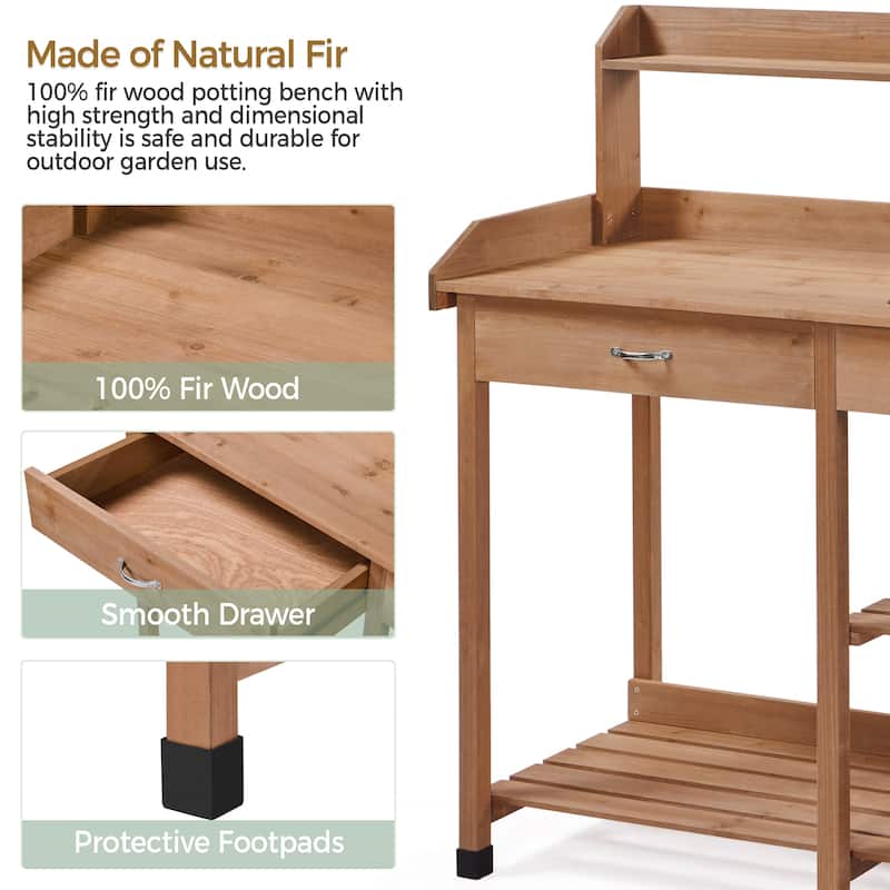 Yaheetech Garden Potting Bench Planting Bench with Sink Drawer Rack