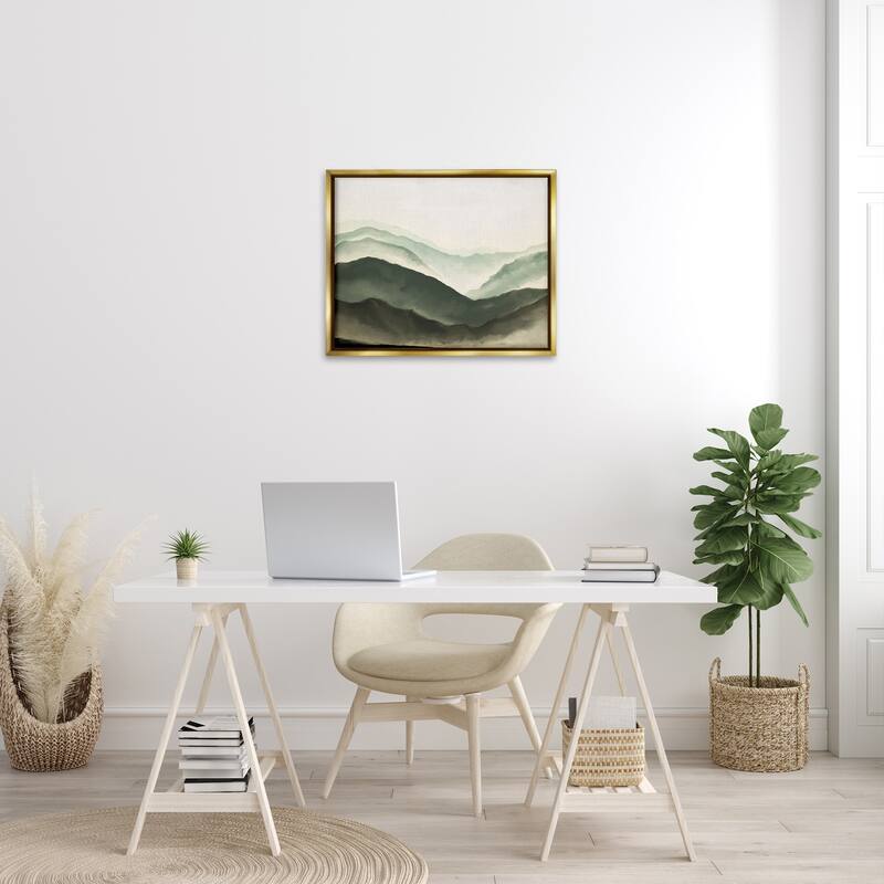 Stupell Misty Mountain Range Atmospheric Landscape Watercolor Painting Floater Frame - Green