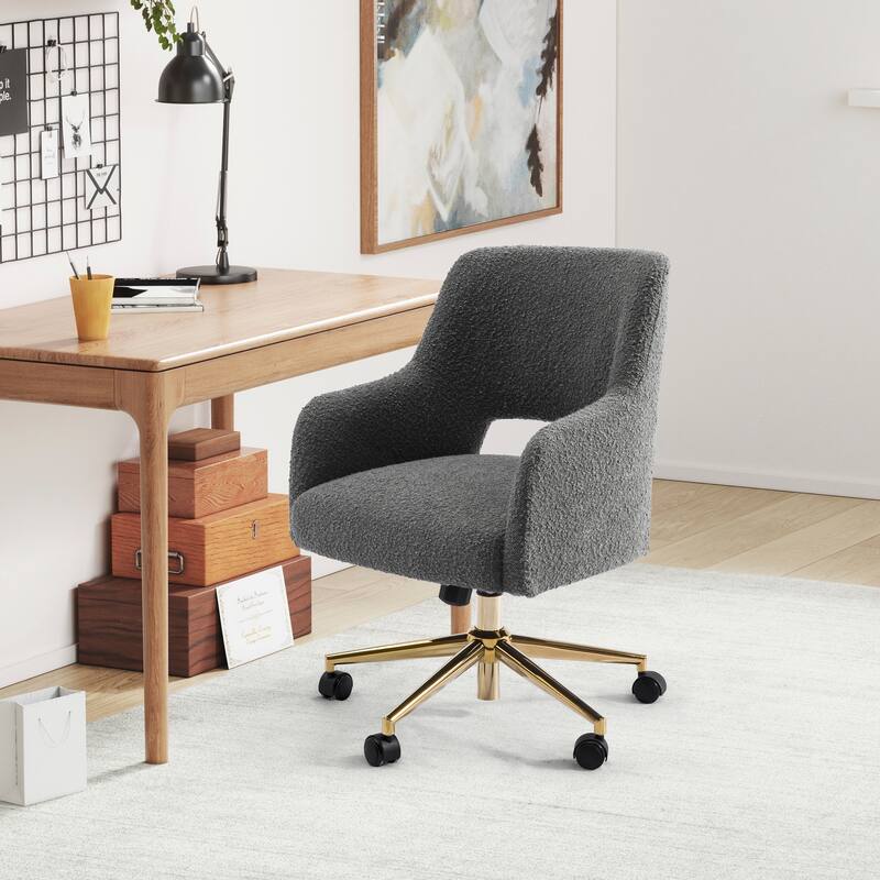 Boucle Upholstered Office/ Desk Chair - Swivel/ Adjustable Height (Set of 2)