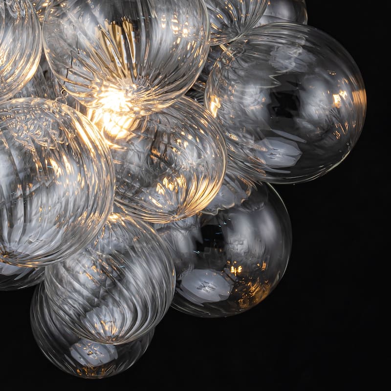 1-Light Modern Cluster Twisted Swirled Clear Glass Globe Bubble Chandelier with 1 Bulb Included