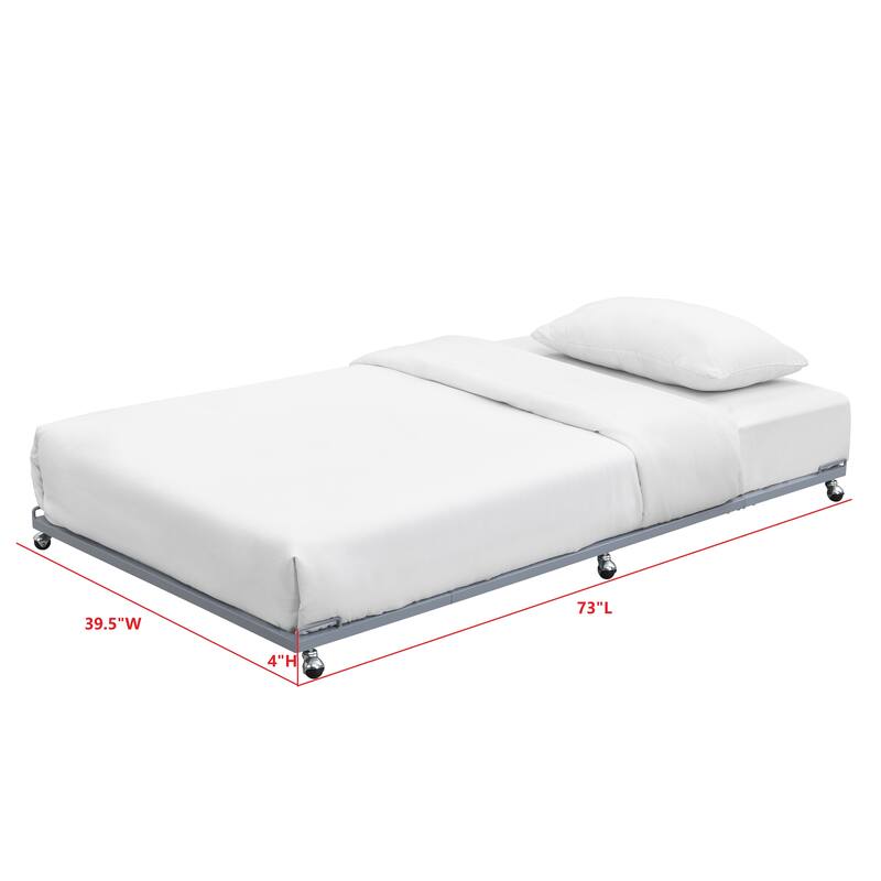 Moley Metal Twin Trundle Bed Frame with Modern Sleek Design