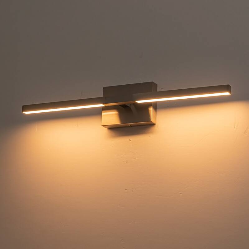 23.6" W Modern Matte Black/Stained Nickel 3000K Dimmable LED Bathroom Vanity Wall Light