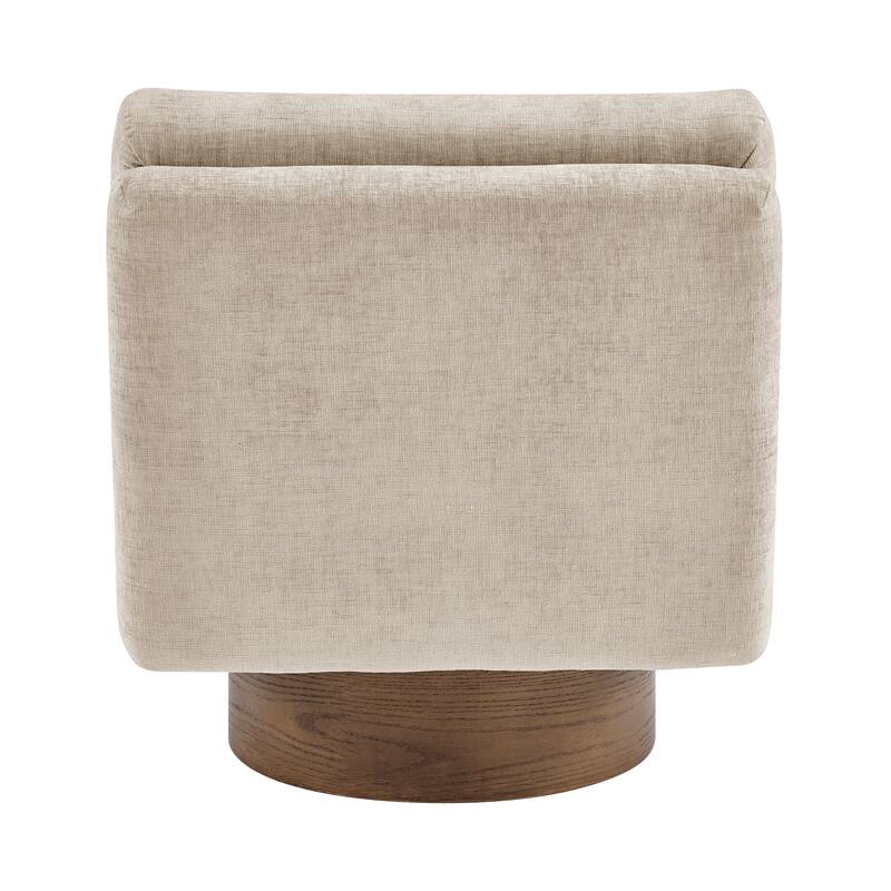 NPD Furniture Zenda Fabric Swivel Accent Chair with Wooden Base