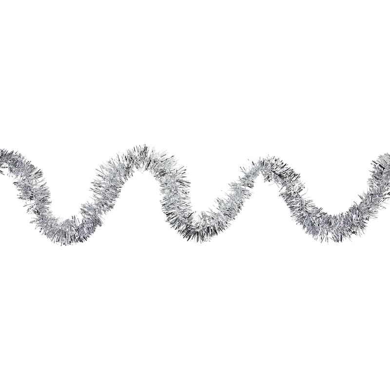 50' x 2.5" Christmas Foil Tinsel Garland - Unlit - Silver
