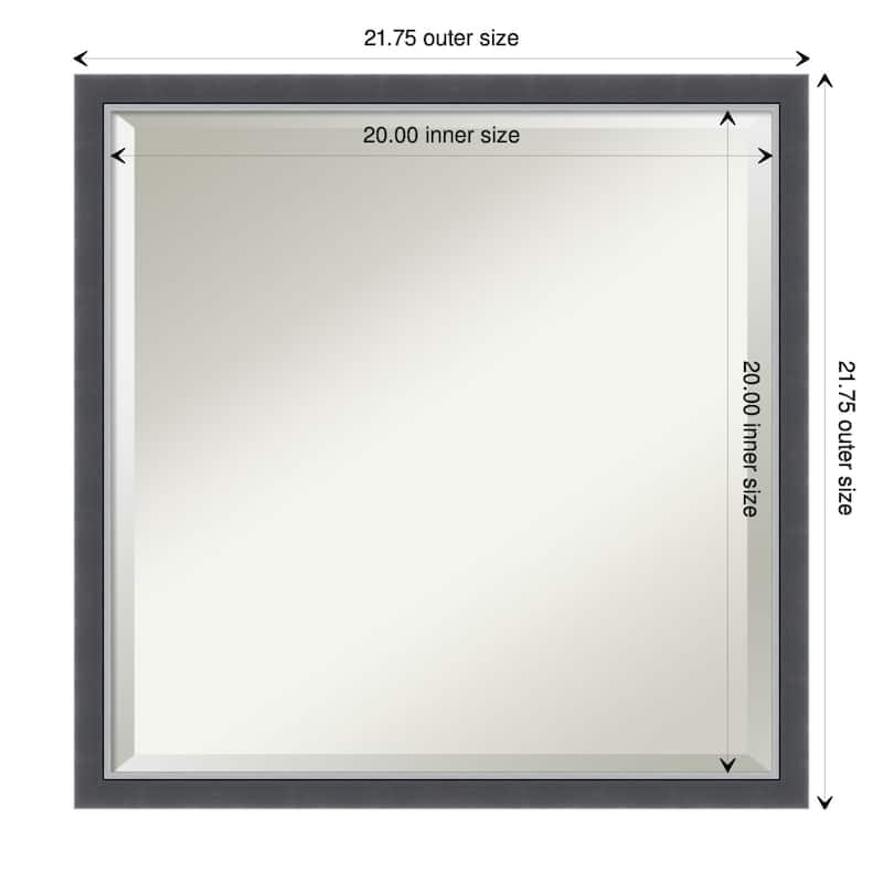 Beveled Wall Mirror - Eva Black Silver Thin Frame - Eva Black Silver Thin - 21.75 x 21.75-inch