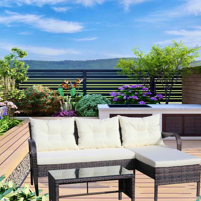 3-Piece Outdoor Wicker Sectional Sofa Set