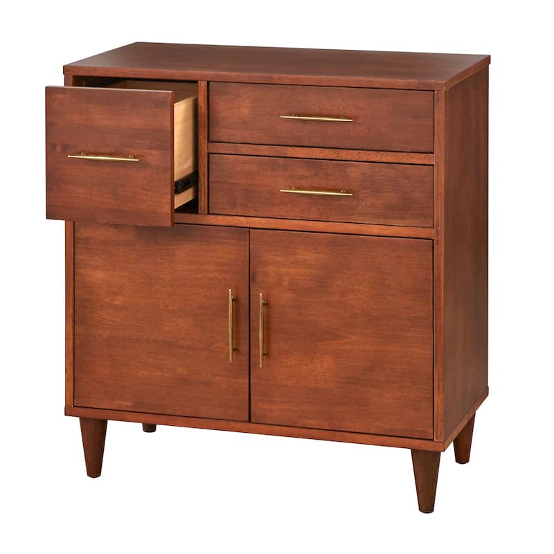 Lifestorey Ana Rich Oak Entryway Cabinet w/ Antique Brass Hardware