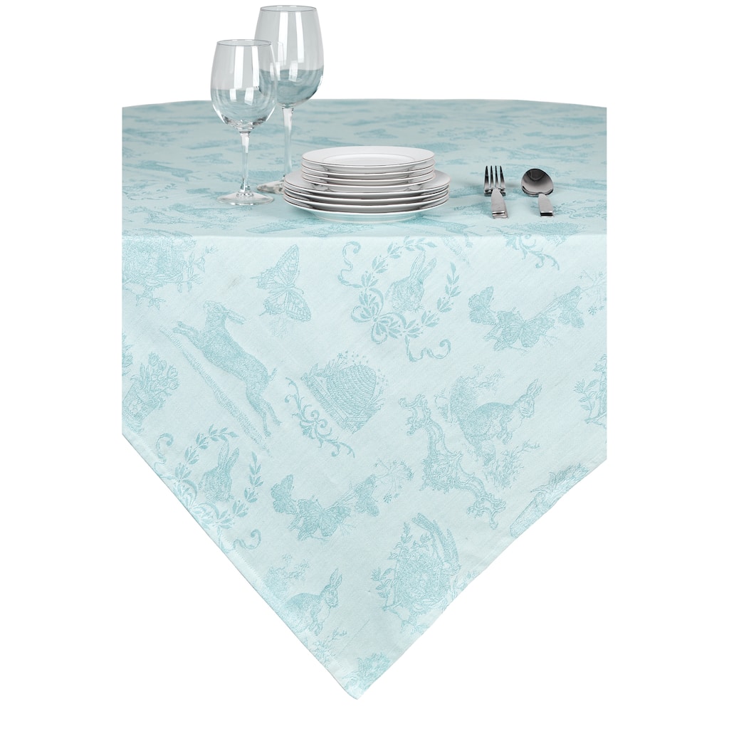54" x 54" Rabbit Jacquard Easter Table Topper