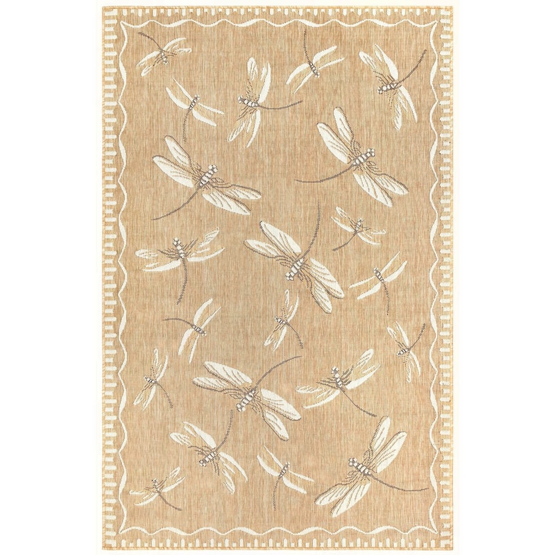 Liora Manne Carmel Dragonfly Indoor/Outdoor Rug - 6'6" x 9'4" - Sand