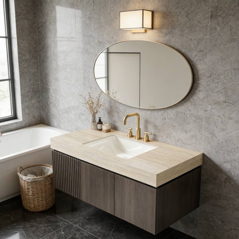 Mondern Floating Bathroom Vanity with 3 Pre-drilled Faucet Holes