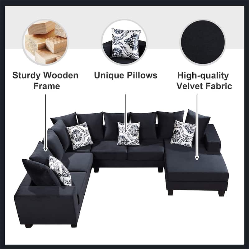 Merax Modern U Shape Sectional Sofa with Lots of Pillows Included