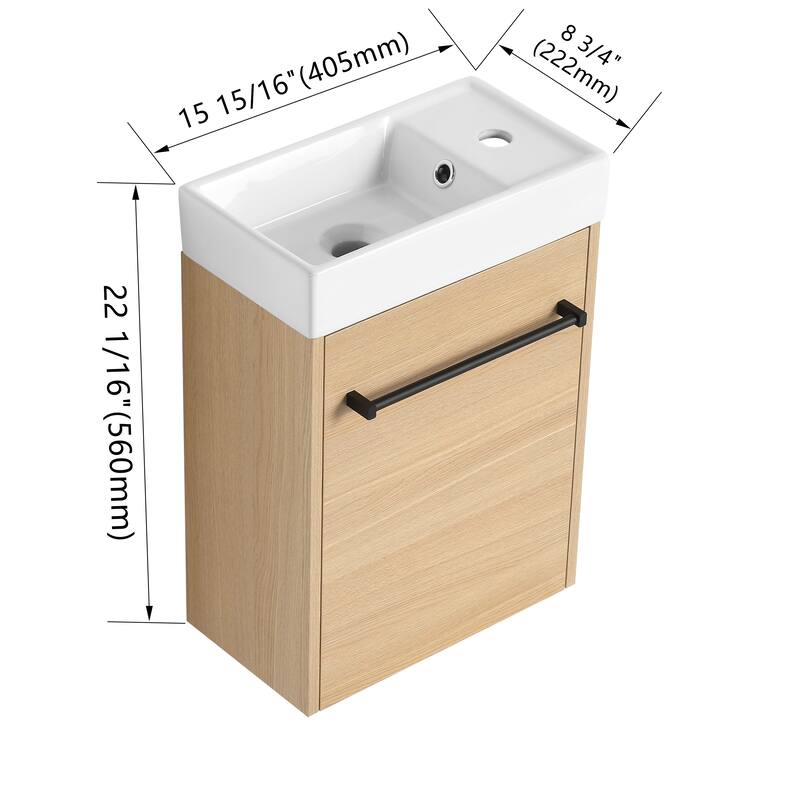 BNK 16/18 Inch Single Sink Bathroom Vanity with Soft Close Door