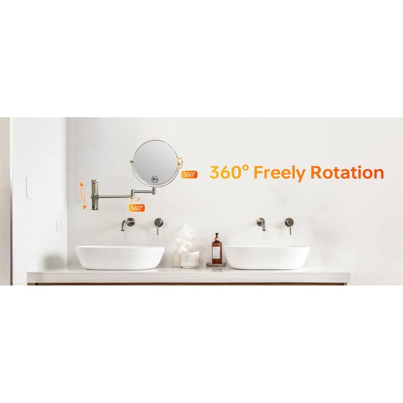 Height Adjustable 8 Inch 1x/10x Magnifying Double Sided Vanity Mirror