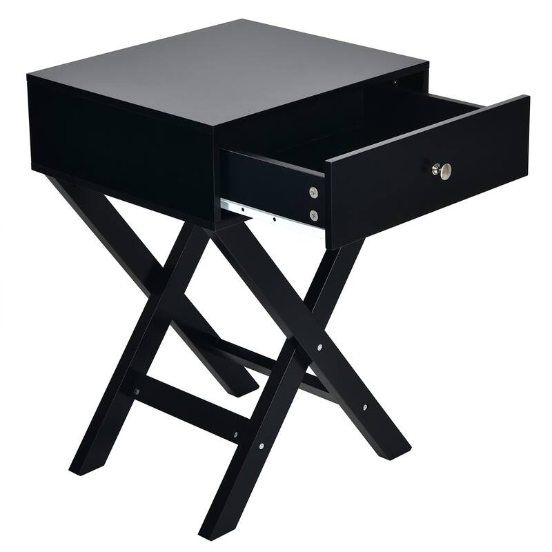 Costway Side Nightstand with Drawer x Shaped Structure Accent Sofa End