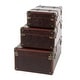 preview thumbnail 15 of 18, Brown Faux Leather Nesting Upholstered Decorative Trunk with Vintage Accents and Studs (Set of 3)