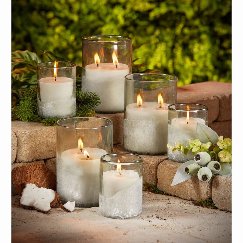 Citronella Sunkissed Coconut Scented Large Paraffin Wax Candle Glass Candle, 4.0L x 4.0W x 5.0H, Burn Time 49 Hours