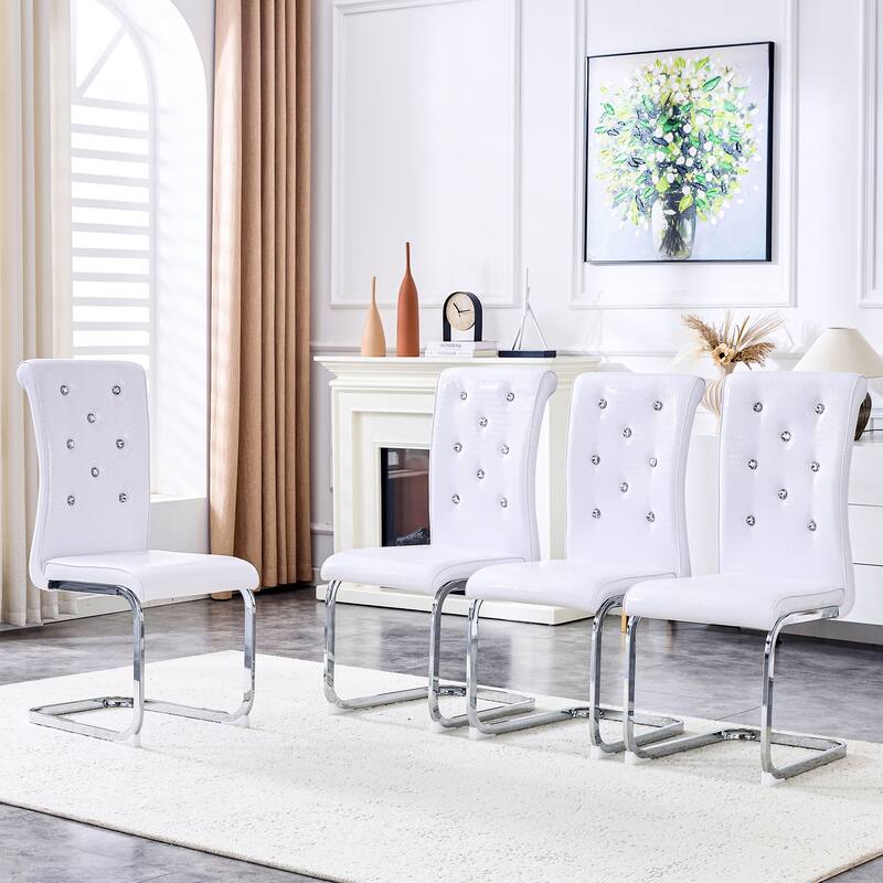 Set of 4 Retro Dining Chairs - White