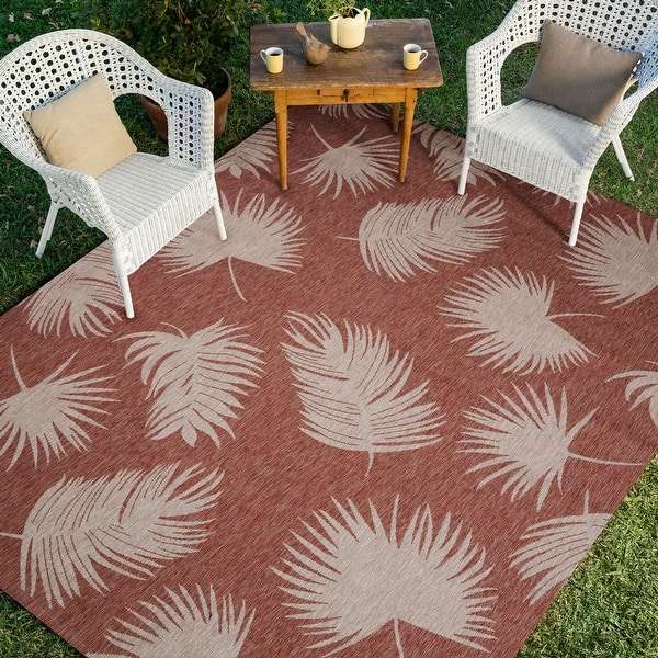 Shop Alexander Home Cleo Oasis Palm Area Rug On Sale Overstock 31313823 5 X 7 Red Ivory