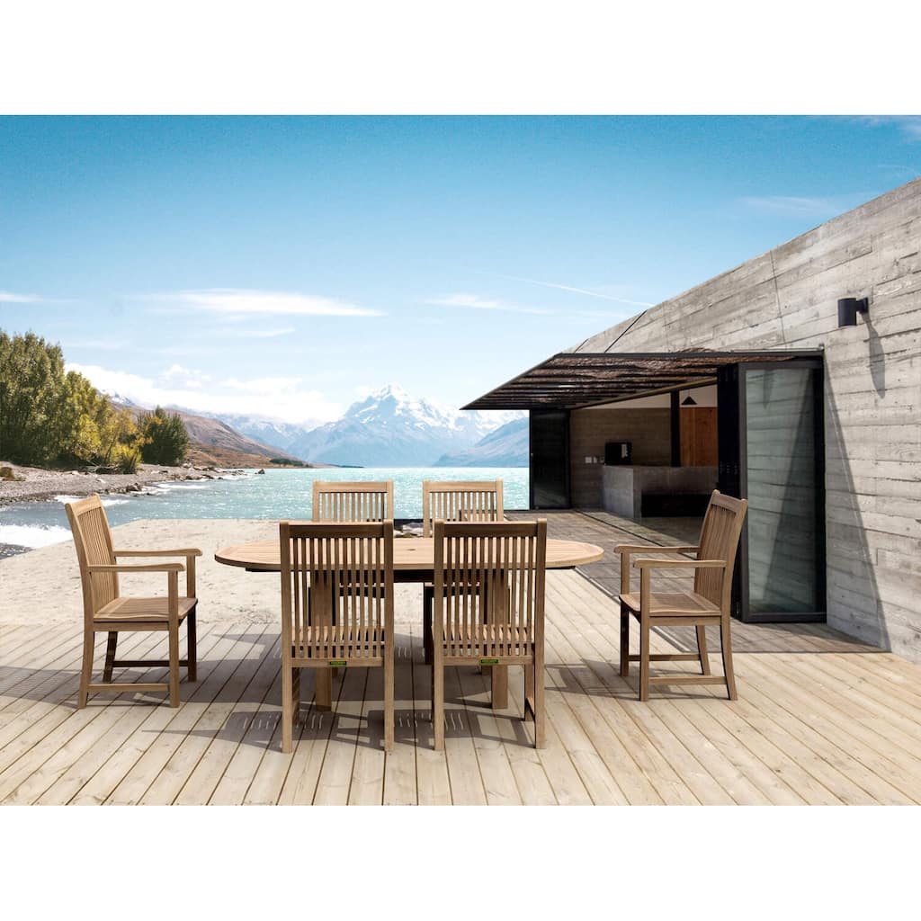 Coastal Dining Set 7 Piece Teak Table & Chairs Outdoor Patio Furniture