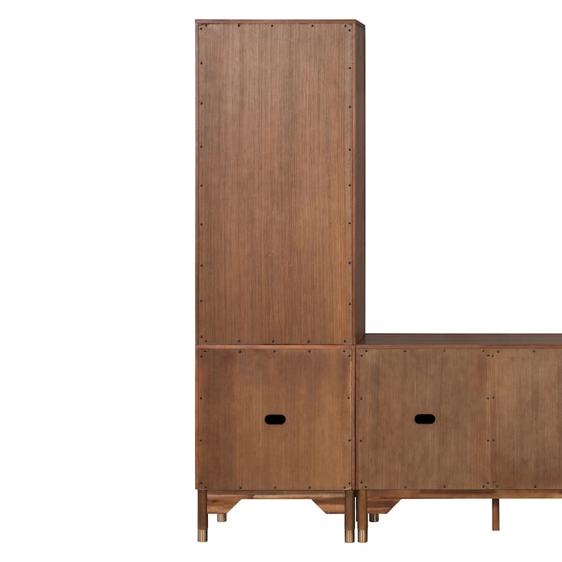 Furniture of America Forma Mid-Century Modern Walnut 24-inch Pier Set with LED Light and 6 Shelves