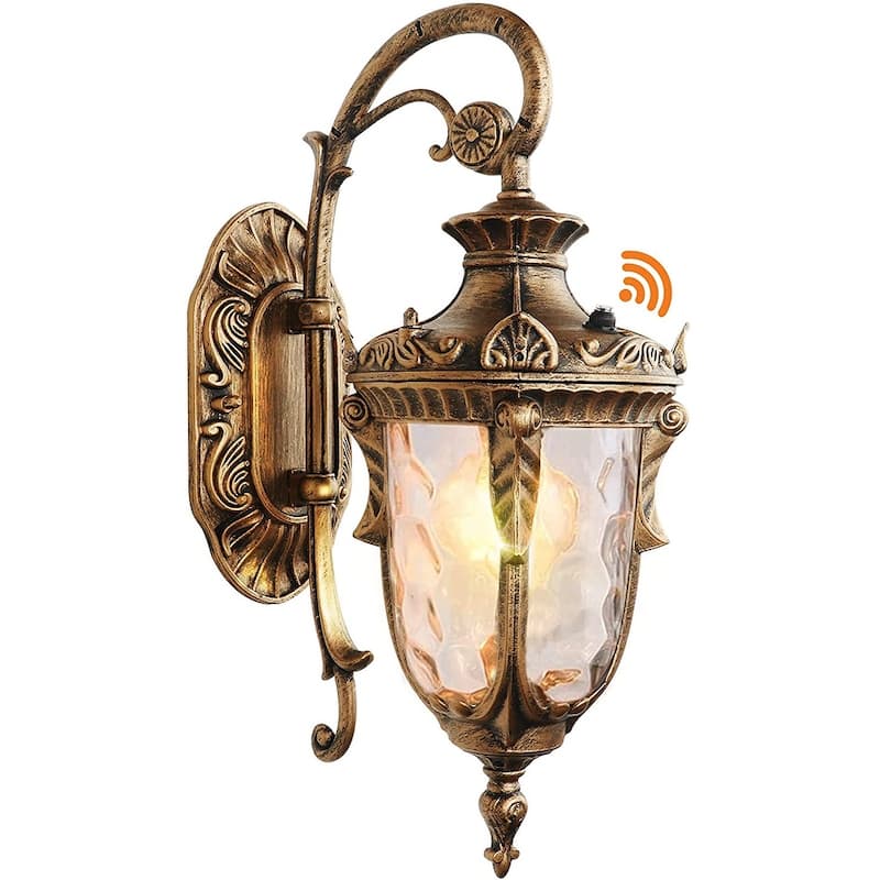 Antique wall lamp textured glass dusk to dawn lighting