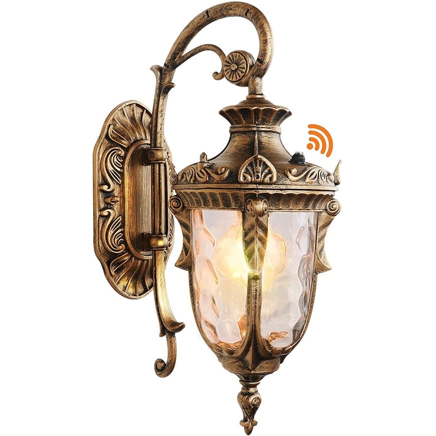 Antique wall lamp textured glass dusk to dawn lighting