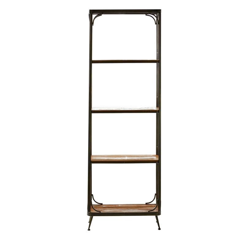 Brown Wood 5 Shelves Shelving Unit - 24 x 10 x 71