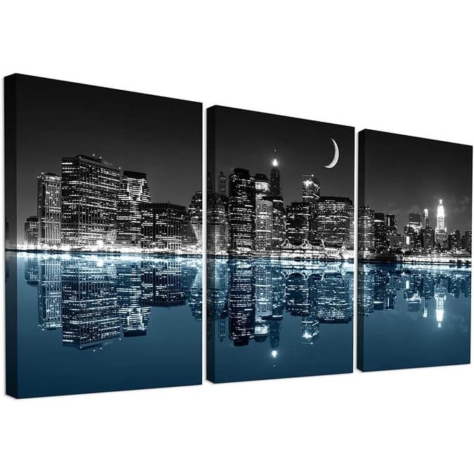 Black And White City Luminous Paintings Modern 3 Piece - 12 x 16