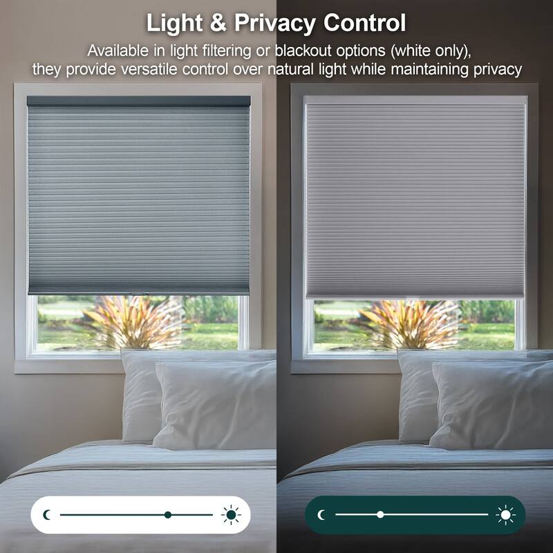 CHICOLOGY Cordless Light Filtering Honeycomb Cellular Shades Morning Pebble