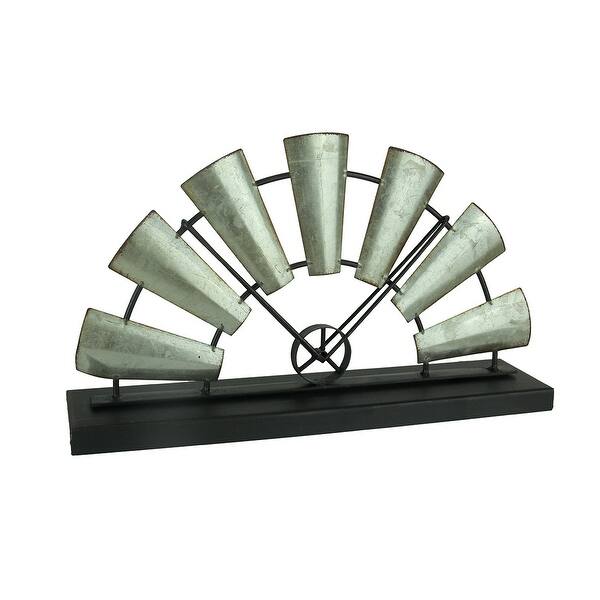 Shop Black And Silver Metal Half Windmill Table Sculpture 9 X