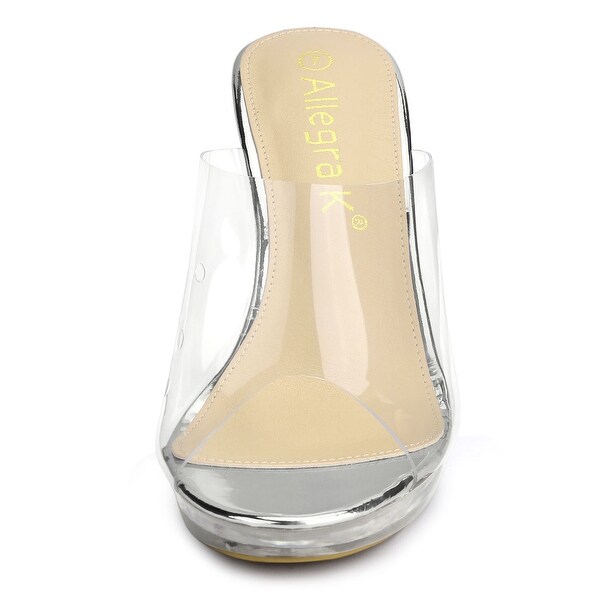 clear platform block heels