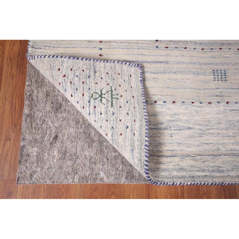 Striped Tribal Gabbeh Indian Area Rug Hand-Knotted Wool Carpet - 8'4"x 9'10"