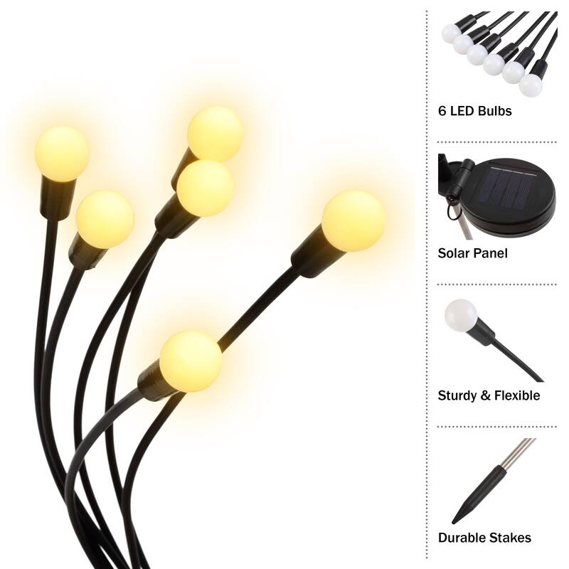 Pure Garden Outdoor Solar Garden Lights 4-Pack - Black