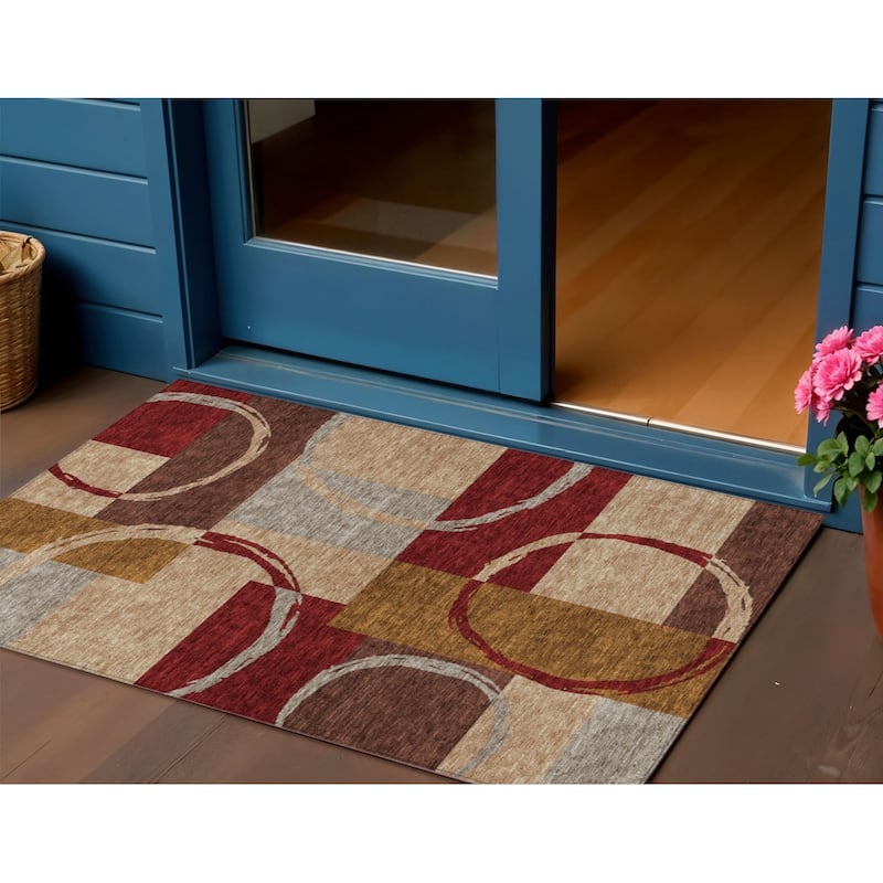 HomeRoots Geometric Modern Rectangle Outdoor Rug - 3' x 5'