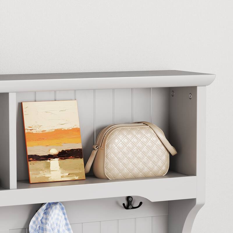 Entryway Hall Tree Cabinet Coat Rack with Cushion Shoe Bench, Storage Cabinet with Sliding Drawers