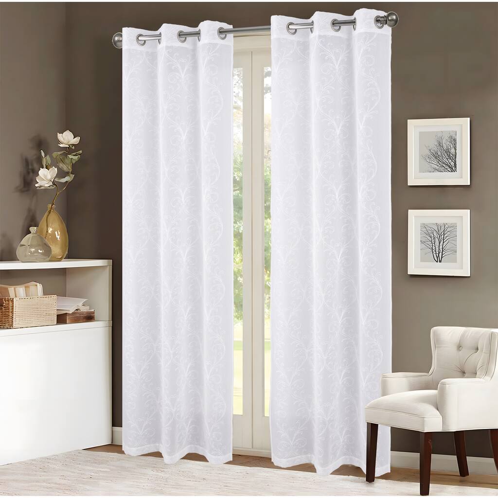 Kimberly Embroidered Sheer Window Curtain Set