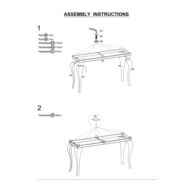 1pc Sofa Table Black Glass Top
