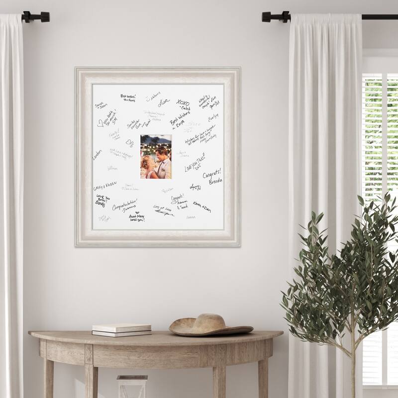 Trio Signature Mat Picture Frame - Autograph Photo Frame Guest Book Alternative for Weddings, Graduations, or Retirement