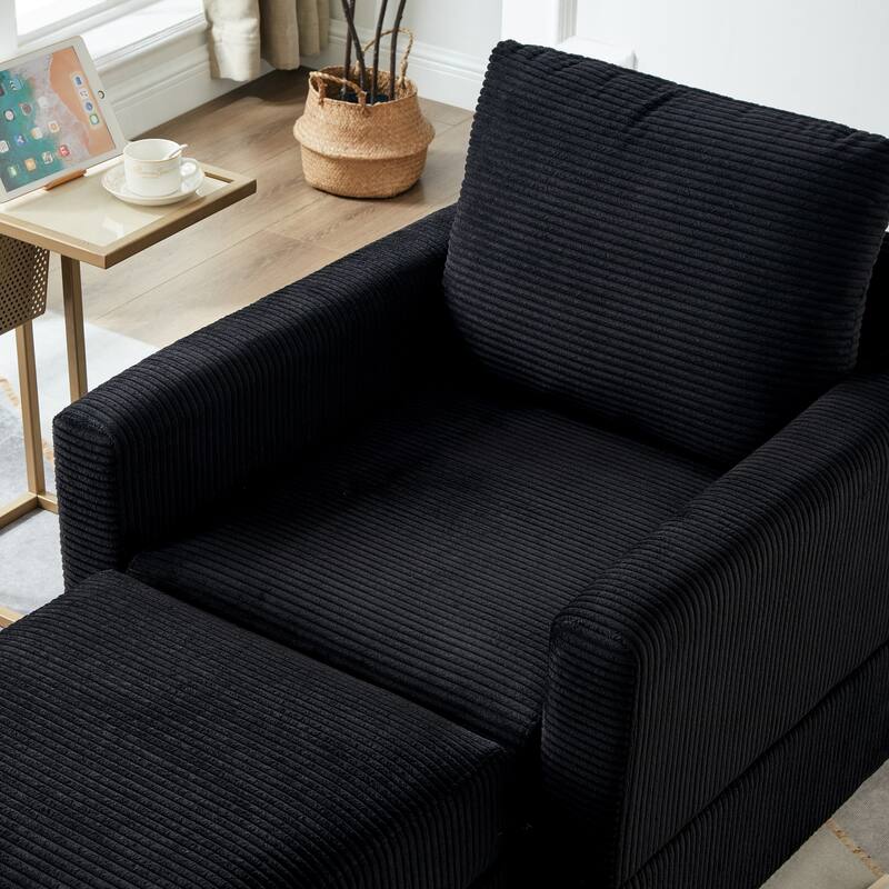 GDFStudio Classic Corduroy Club Chair with Ottoman