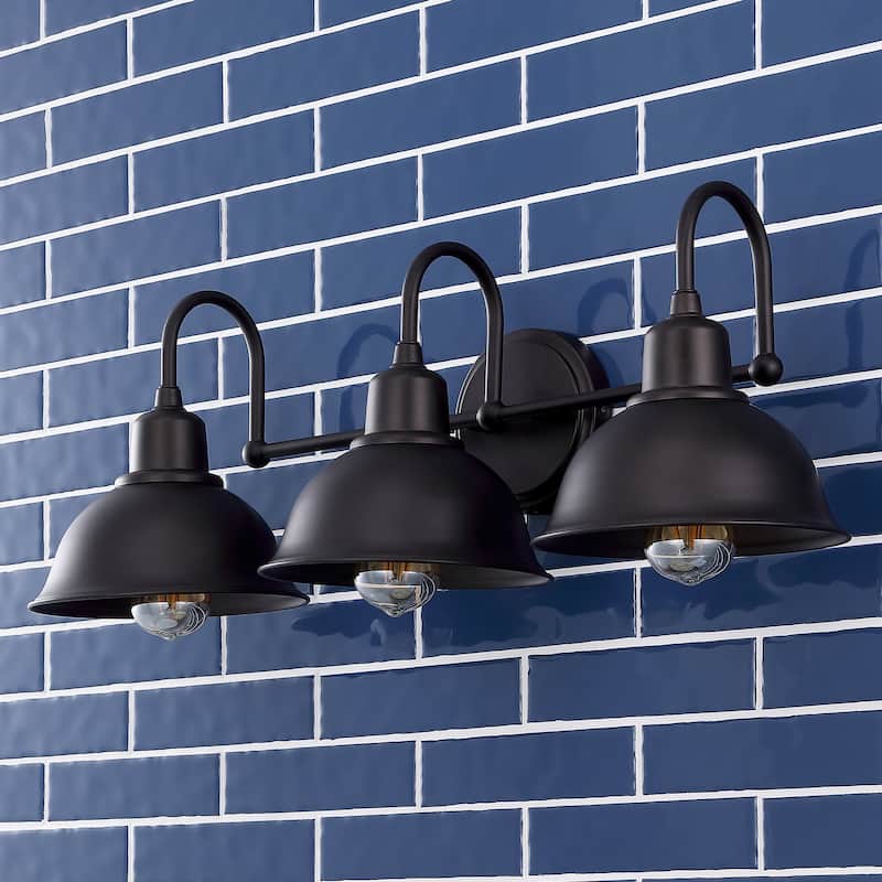 Frisco Farmhouse Industrial Iron LED Vanity, Chrome by JONATHAN Y
