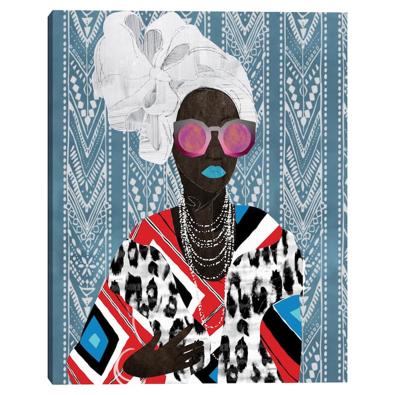 Chevron Queen on Blue by Nikki Chu Canvas Art Print