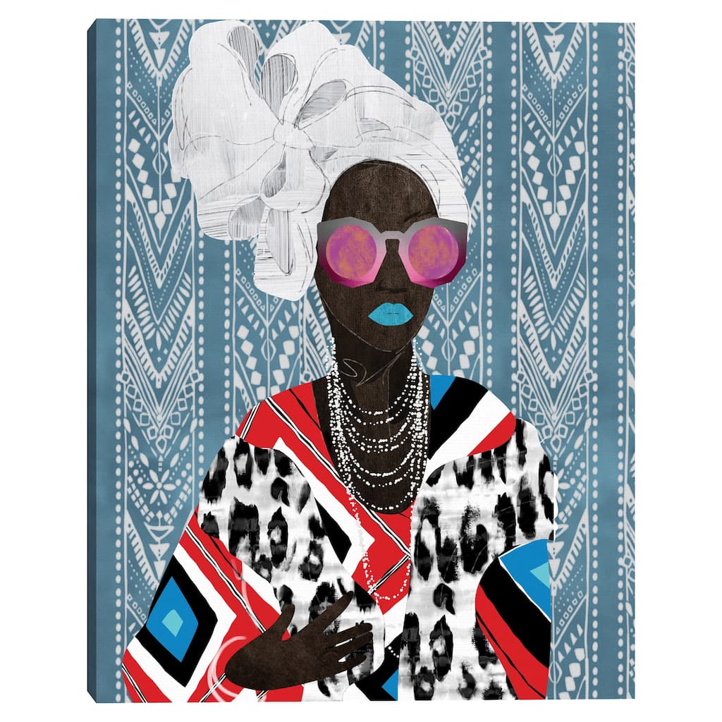 Chevron Queen on Blue by Nikki Chu Canvas Art Print