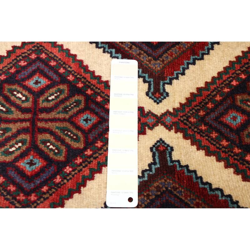 ECARPETGALLERY Hand-knotted Konya Anatolian Cream, Dark Red Wool Rug - 2'8 x 10'4